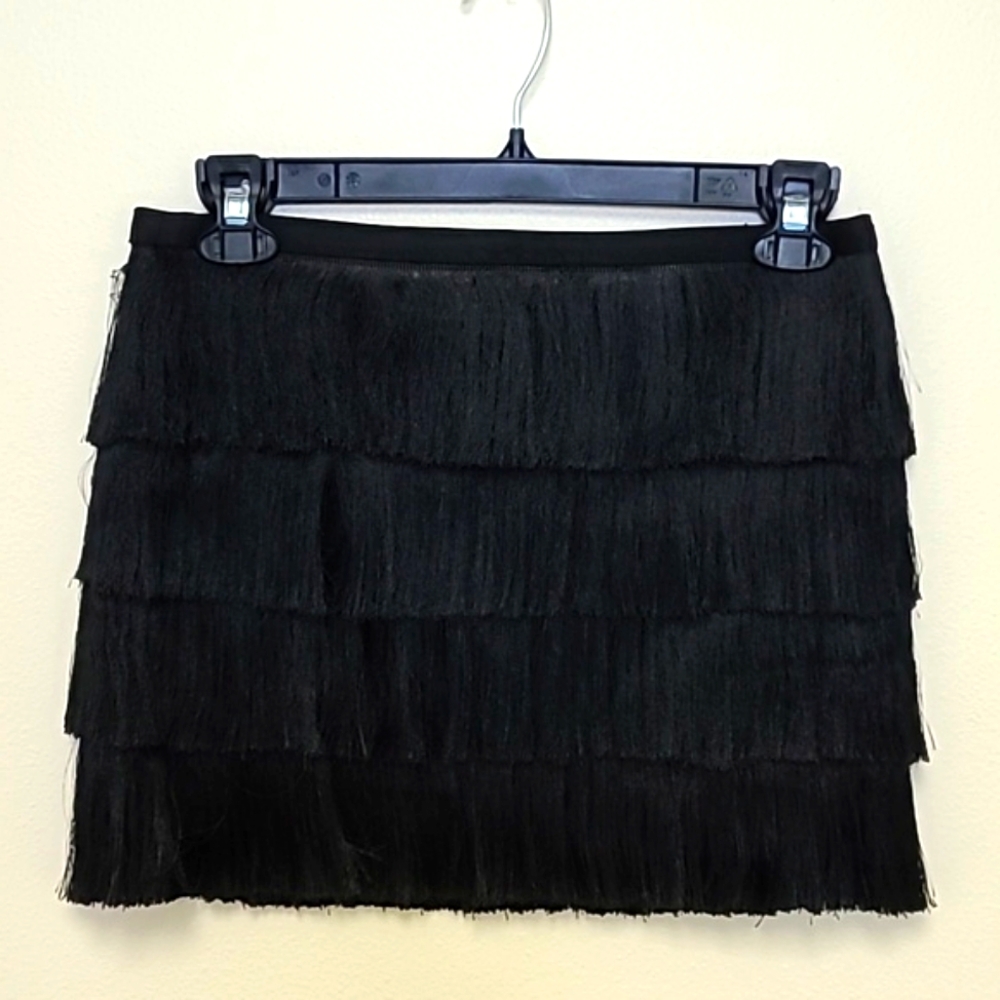 H & M Black Fringe Mini Skirt